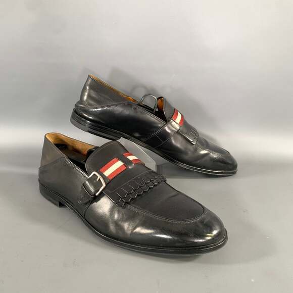 Bally Other - BALLY Size 7 5 Black Red white Leather Eyelash Loafers